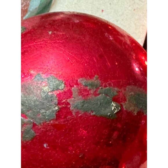 Vintage 1950s Glass Christmas Ornaments Red & Silver Set Of 11 - Picture 5 of 13